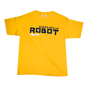 Camiseta Telefunka para mujer. Color amarillo. Modelo Robot - Haz click en la imagen para cerrar la ventana